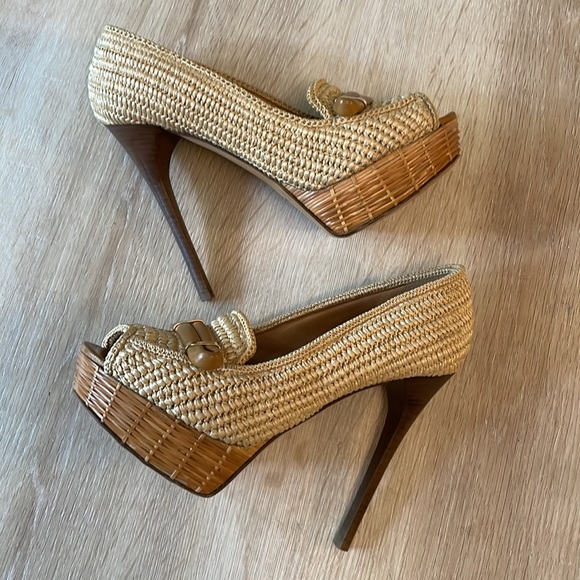☀️LAST CHANCE☀️Burberry Porsum Woven Raffia Heels - 38 - Picture 5 of 11